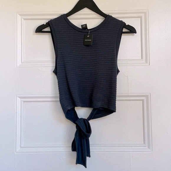 Sleeveless Tie Back Top in Navy - Picture 1 of 3
